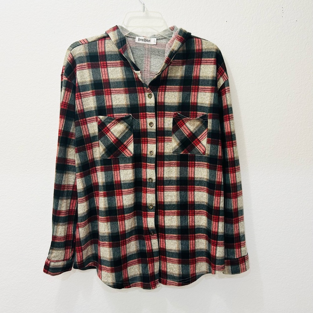 Roommates Red and Black Plaid Casual Shirt